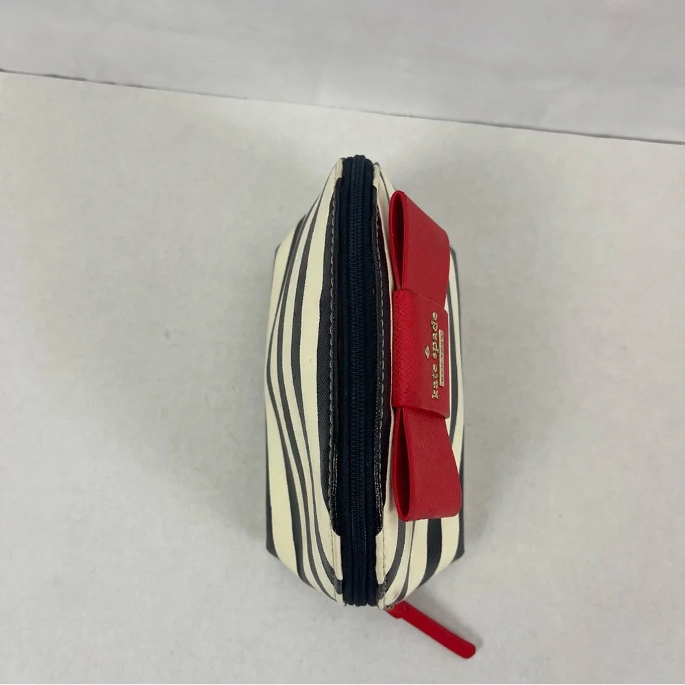 Kate Spade New York Navy Stripe Cosmetic Case with Red‎ Bow